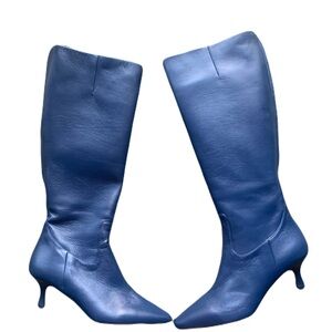 Girotti Handmade in Italy 40/US 9 Blue Genuine Soft Leather Kitten Heel Boots